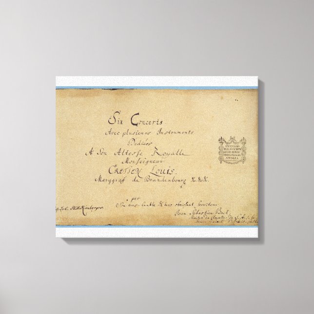Impressão Em Tela Título da página dos "Concertos de Brandenburgo" (Frente)