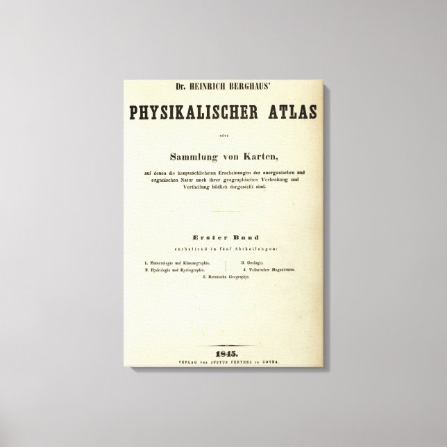 Impressão Em Tela Título Página Dr. Heinrich Berghaus (Frente)