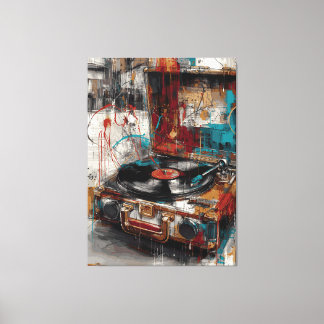 Impressão Em Tela Toca-Discos Vintage Arte Pop Música Design Retrô