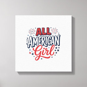 Impressão Em Tela Toda Garota Americana Desenho Vetorial Vintage Pat