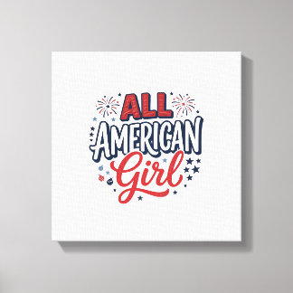 Impressão Em Tela Toda Garota Americana Desenho Vetorial Vintage Pat