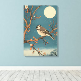 Impressão Em Tela Toile Moonlit Bird on Blossom Branch