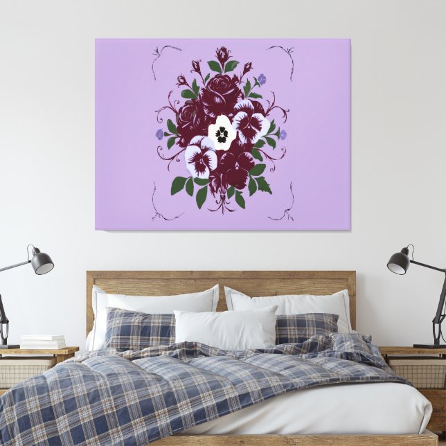 Impressão Em Tela Toile Tendue  - Bouquet de Violettes (Insitu(Quarto))