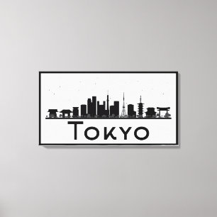 Impressão Em Tela Tokyo, Japão skyline preta & branca de   da cidad