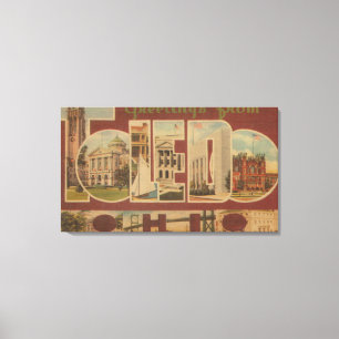 Impressão Em Tela Toledo, letra ScenesToledo de OhioLarge, OH