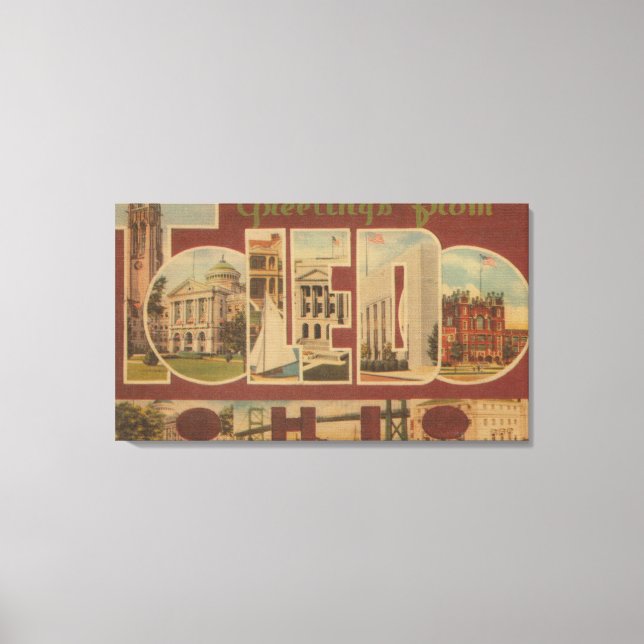 Impressão Em Tela Toledo, OhioLarge - Letra ScenesToledo, OH (Frente)