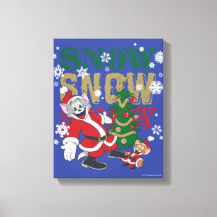 Impressão Em Tela Tom e Jerry Santas da Árvore