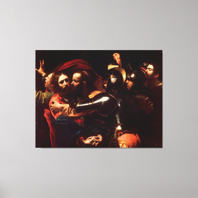 Impressão Em Tela Tomada de Cristo por Caravaggio (1602) (Frente)