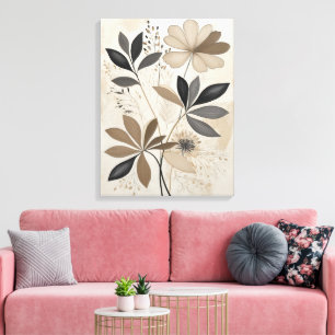 Impressão Em Tela Tonalidade neutra de Arte Botânica Minimalista da