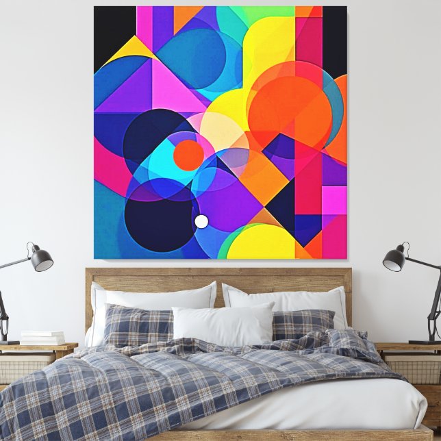Impressão Em Tela Tons Sobrepostos: Fusão Abstrata (Insitu(Quarto))