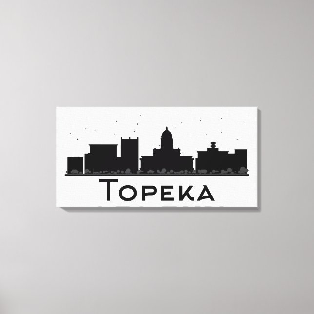Impressão Em Tela Topeka, Kansas | Black & White City Skyline (Frente)