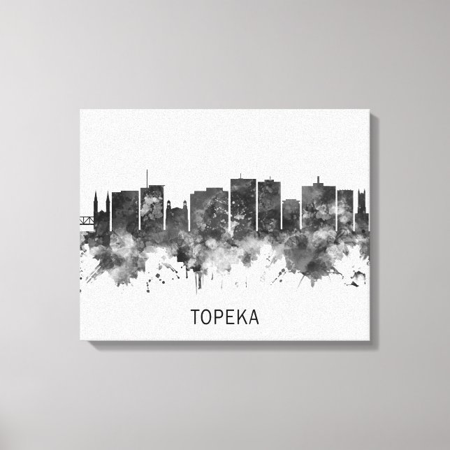 Impressão Em Tela Topeka Kansas Skyline BW (Frente)