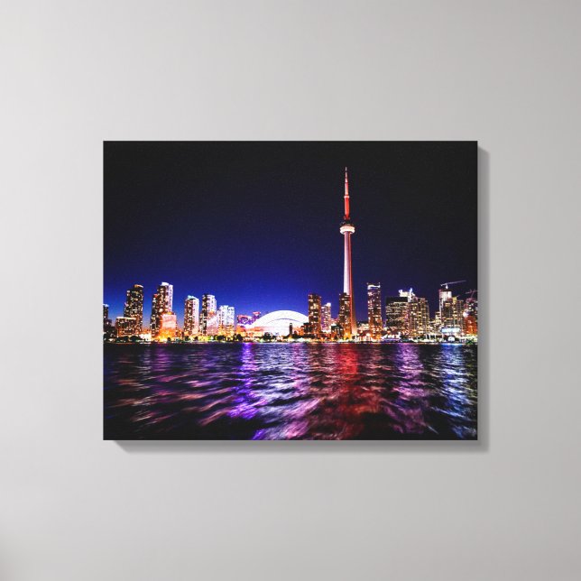 Impressão Em Tela Toronto à Noite (Frente)