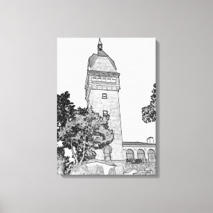 Impressão Em Tela Torre de Heublein - arte do esboço de Connecticut