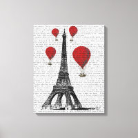 Torre Eiffel e Balões de Ar Quente Vermelho