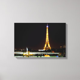 Impressão Em Tela Torre Eiffel iluminada em Paris à noite