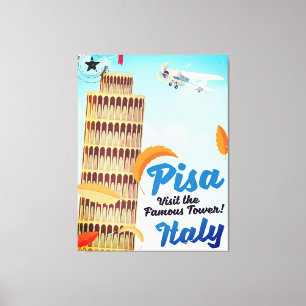 Impressão Em Tela Torre inclinada da cópia das férias do vintage d