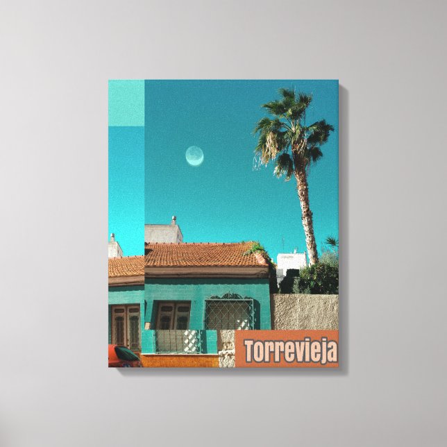 Impressão Em Tela Torrevieja em Laranja e Turquesa (Frente)