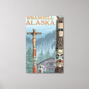 Impressão Em Tela Totem pólos - Wrangell Alaska de Alaska