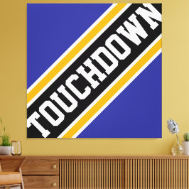 Impressão Em Tela TOUCHDOWN Azul Dinâmico Laranja Preto Listras de C
