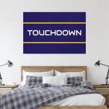 TOUCHDOWN Texto Branco Listras Laranja Azul Marinh