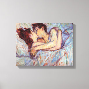 Impressão Em Tela Toulouse Lautrec - Na Cama O Beijo Amantes Lésbica