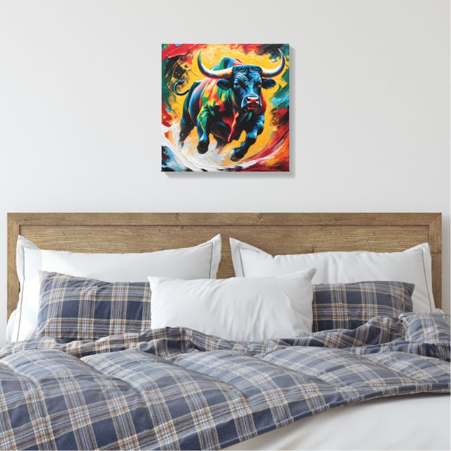 Impressão Em Tela Touro em Movimento (Insitu(Quarto))