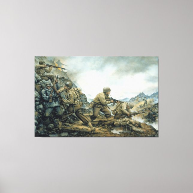 Impressão Em Tela Touro Vermelho na Linha de inverno por Donna Neary (Frente)