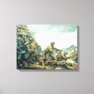 Impressão Em Tela Touro Vermelho Na Linha De Inverno Por Donna Neary