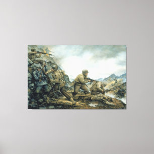 Impressão Em Tela Touro Vermelho na Linha de inverno por Donna Neary