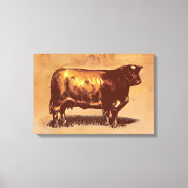 Impressão Em Tela Touro Vintage