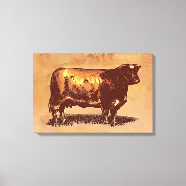 Impressão Em Tela Touro Vintage (Frente)