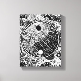 Impressão Em Tela Trabalho Circular Yin Yang Phrame