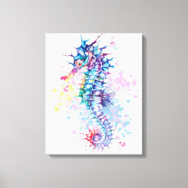 Impressão Em Tela Trabalho de arte de aquarela de cavalo marinho col