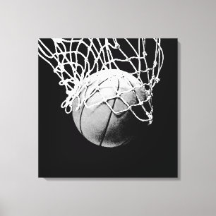 Impressão Em Tela Trabalho de arte de basquete preto-e-branco