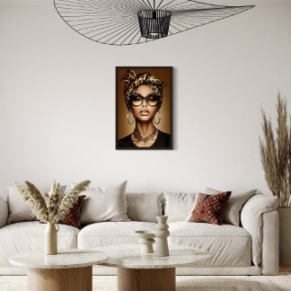 Impressão Em Tela Trabalho de arte de Retrato de Mulher Americana Af