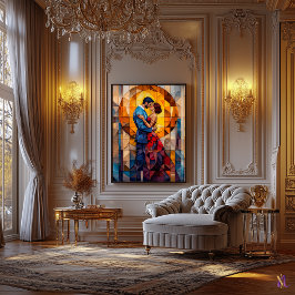 Impressão Em Tela Trabalho de arte de vidro do Beijo