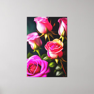Impressão Em Tela Trabalho de arte digital rosado-48345