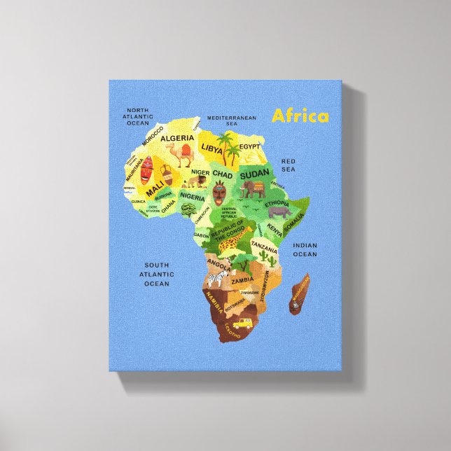 Impressão Em Tela Trabalho de arte do mapa africano (Frente)
