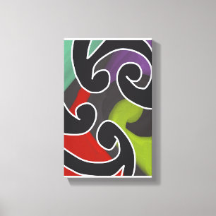 Impressão Em Tela Trabalho de arte Maori abstrata contemporânea 5 po