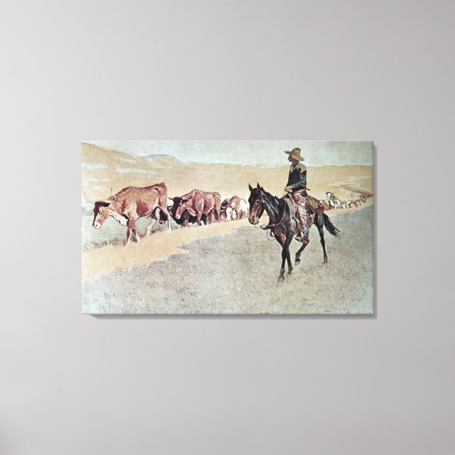 Impressão Em Tela Trailing Texas Longhorns (óleo na canvas) (Frente)