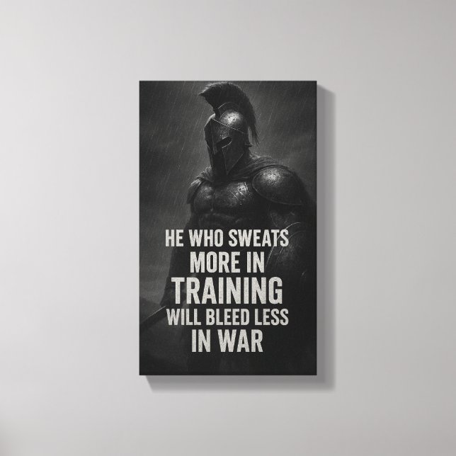 Impressão Em Tela Train Like a Warrior: Sweat More, Bleed Less (Frente)