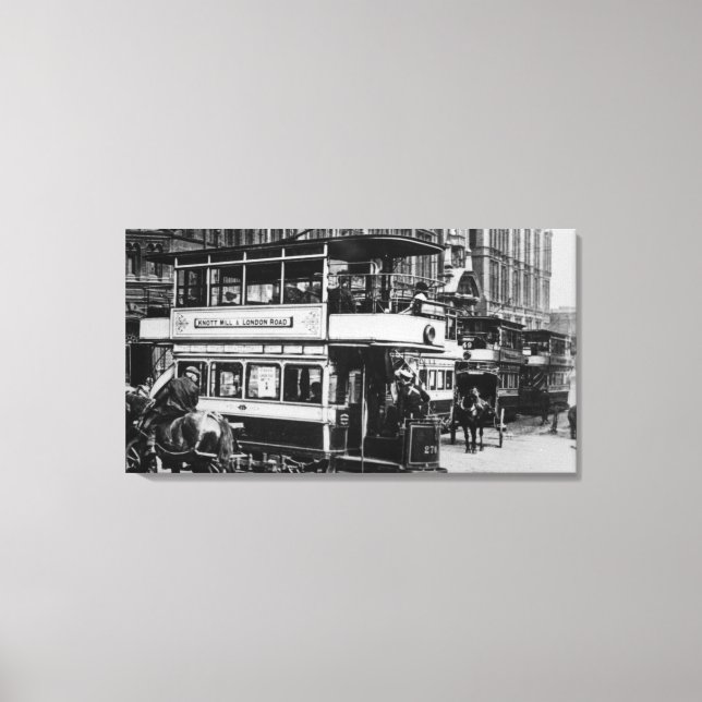 Impressão Em Tela Trams em Manchester, c.1900 (Frente)