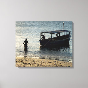 Impressão Em Tela Tranquil Coastal Silhouettes of Everyday Life