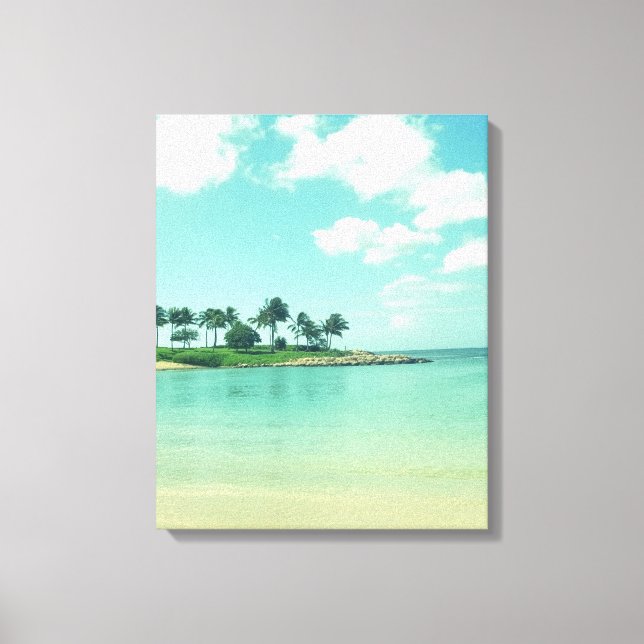 Impressão Em Tela Tranquil e Serene Turquoise Beach no Havaí (Frente)