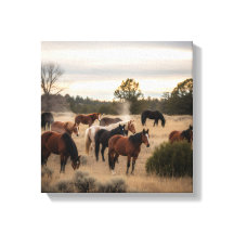 Tranquil Herd at Dusk – Peaceful Horse Pasture