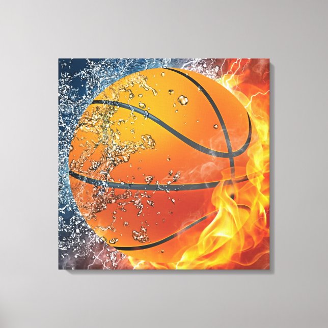 Impressão Em Tela Travesseiro decorativo de basquete flamejante (Frente)