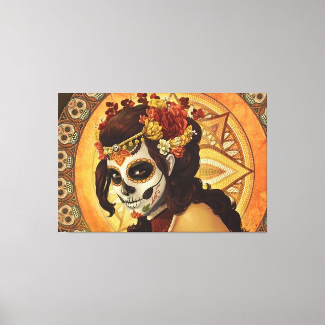 Impressão Em Tela Travesseiro decorativo Dia De Los Muertos (Frente)