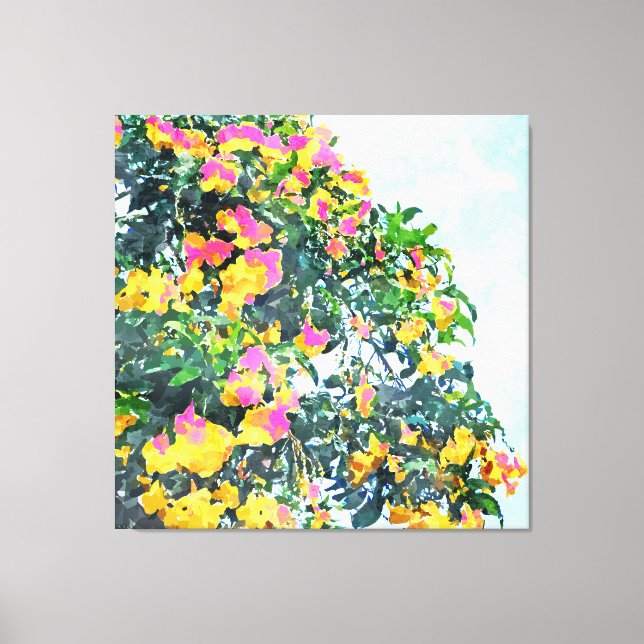 Impressão Em Tela Trechos de Cores de Água em Bougainvillea Summer (Frente)