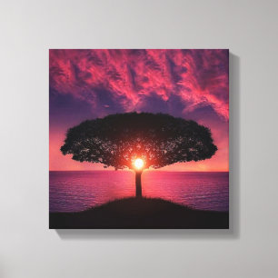 Impressão Em Tela Tree Sunset Tree Turquoise Sky